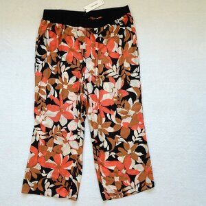 Calvin Klein Wide Leg Pants Plus Size 3X Colorful Floral Stretch Elastic Waist